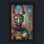 My Robot DJ by Wombott ポスター<br><div class="desc">"My Robot DJ" by W.W. Wombott is a poster that stands out by itself as a collectable in the fantasy robot science fiction genre, but has a subtle nod to the 1990s electronica band C9C (Church of the 9 Candles) if you read the robot DJ's pendant. Designed exclusively for BrainBlister...</div>