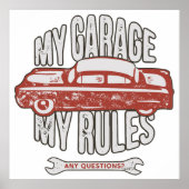 My Rules Classic Red Car Retro Mechanic ポスター (正面)