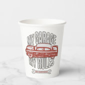My Rules Classic Red Car Retro Mechanic 紙コップ (正面)