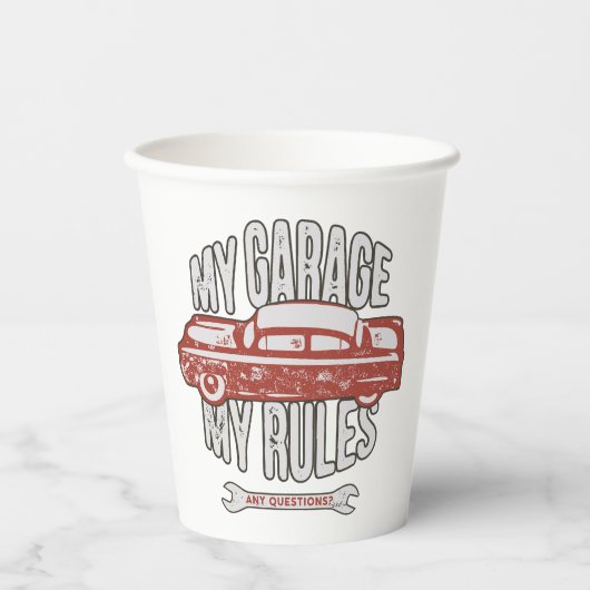 My Rules Classic Red Car Retro Mechanic 紙コップ (正面)