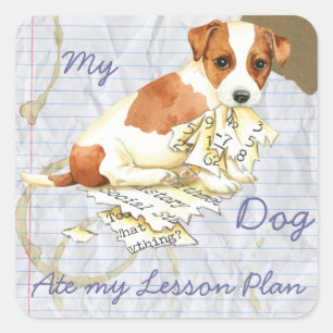 My Russell Terier 食べ My Lesson Plan スクエアシール