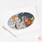 My Science すごい Stickers - Marie Curie 楕円形シール (封筒)