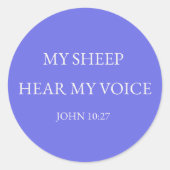 My Sheep Hear My Voice Bible Verse Sticker ラウンドシール (正面)