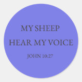 My Sheep Hear My Voice Christian Sticker ラウンドシール (正面)