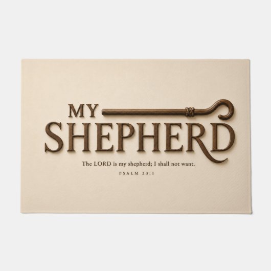MY SHEPHERD | ウォームクリーム | 詩篇23:1 キリスト教 ドアマット (正面)