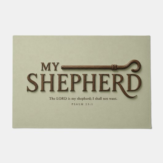 MY SHEPHERD | ソフトセージ | 詩篇23:1 キリスト教 ドアマット (正面)