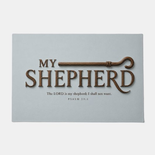 MY SHEPHERD | ミストブルー | 詩篇23:1 キリスト教 ドアマット (正面)
