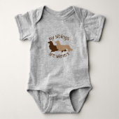 My Siblings are Long Hair Wieners Dachshunds ベビーボディスーツ (正面)