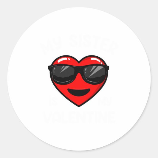 My Sister Is My Valentine Heart Sungles Boy Girl  ラウンドシール (正面)