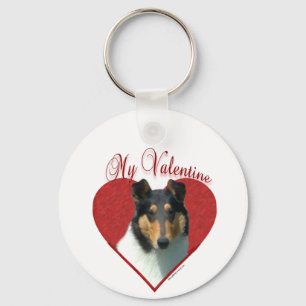 My Smooth Collie Valentine; Tricolor Collie キーホルダー