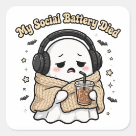 My Social Battery Died トートバッグ - 面白い内向型の人へ スクエアシール