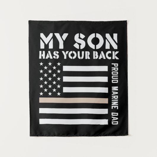 My Son Has Your Back Proud Marine Dad Usa Flag タペストリー (正面)