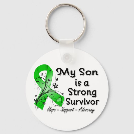 My Son is a Strong Survivor Green Ribbon キーホルダー (正面)