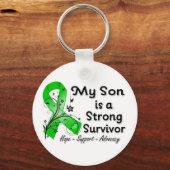 My Son is a Strong Survivor Green Ribbon キーホルダー (正面)