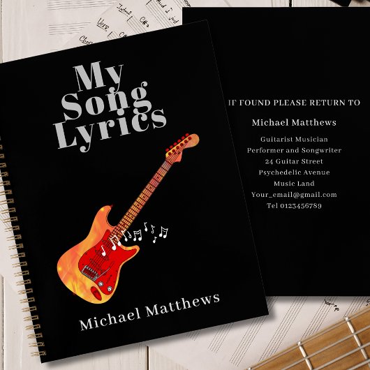 My Song Lyrics Guitar Musician Custom ノートブック