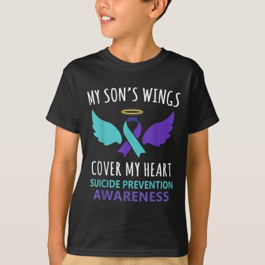 My Son's Wings Cover Heart Suicide Awareness Ribbo Tシャツ (正面)