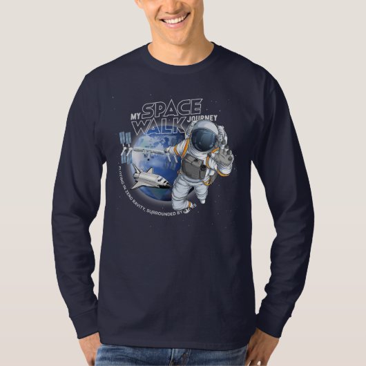 My spacewalk Journey (Dark mode) | Men Long Sleeve Tシャツ (正面)