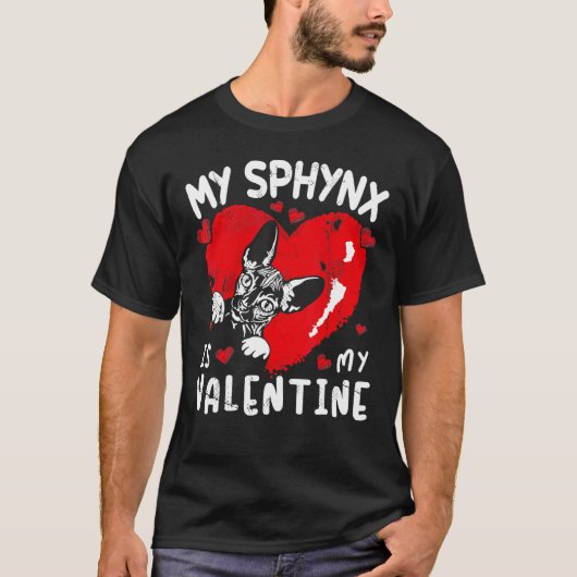 My Sphynx Is My Valentine Cat Heart Valentines Day Tシャツ (正面)