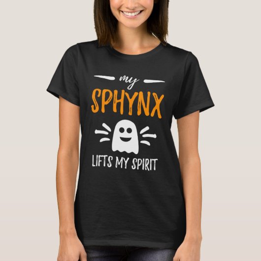 My Sphynx Lifts My Spirit Cat Mom Halloween Tシャツ (正面)