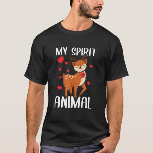 My Spirit Animal Deer I Love You Valentinesハート Tシャツ (正面)