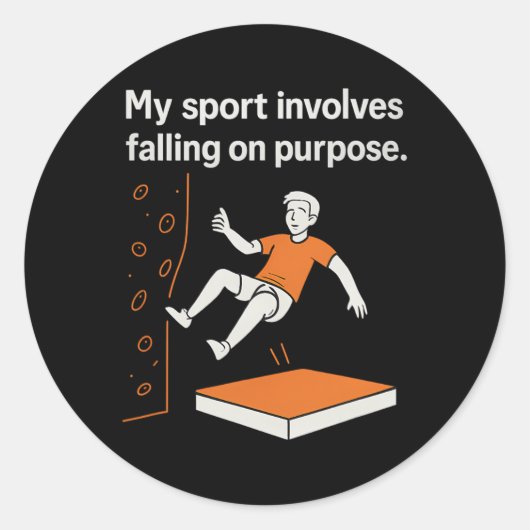 My Sport Involves Falling On Purpose Climbing Humo ラウンドシール (正面)