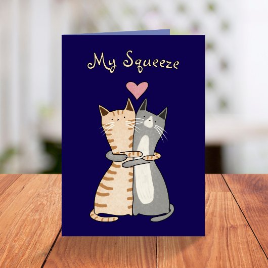 My Squeeze おもしろい Huging Cats Valentine's Day シーズンカード