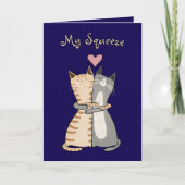 My Squeeze おもしろい Huging Cats Valentine's Day シーズンカード (正面)