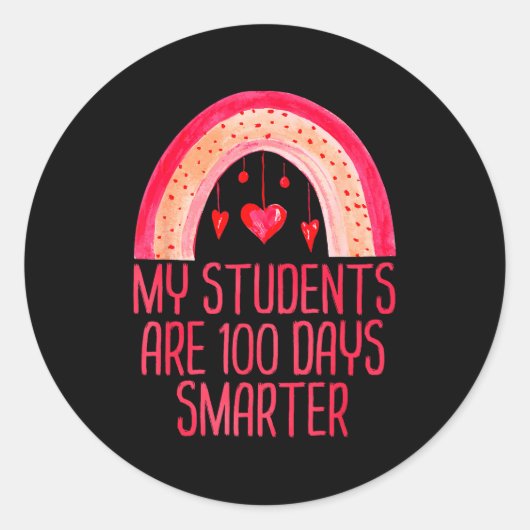 My Students Are 100 Days Smarter Rainbow Valentine ラウンドシール (正面)