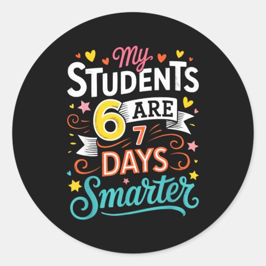 My Students Are 67 Days Smarter Funny Teacher Kids ラウンドシール (正面)