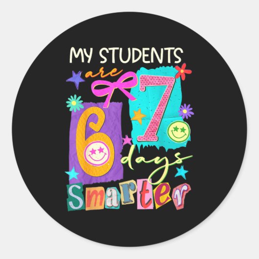 My Students Are 67 Days Smarter Funny Teacher Kids ラウンドシール (正面)