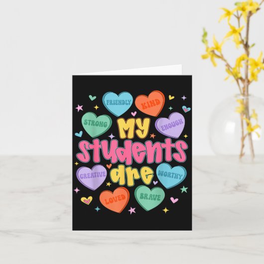 My Students Are Kind Strong Valentine Teacher Wome カード (黄色い花)