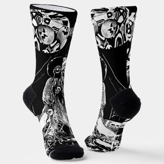 My Super Halloween black and white ソックス (傾斜あり)