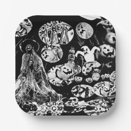 My Super Halloween black and white ペーパープレート