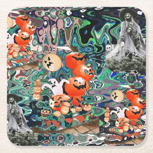 My Super Halloween V2 スクエアペーパーコースター (正面)