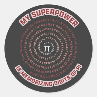 My Superpower is Memorizing Pi Digits ラウンドシール