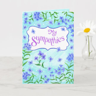 My Sympathies – Soft Floral Comfort Design Aqua カード