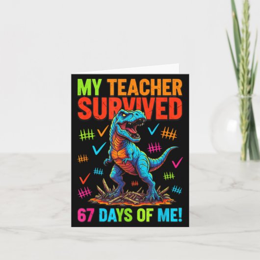 My Teacher Survived 67 Days Of School 67 Meme Dino カード (正面)
