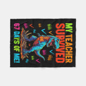 My Teacher Survived 67 Days Of School 67 Meme Dino フリースブランケット (正面(横))