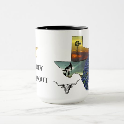 My Texas - Illustrated map outline - personalize マグカップ (中央)