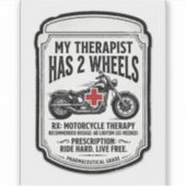My Therapist Has 2 Wheels — Funny Biker Sticker シール (正面)
