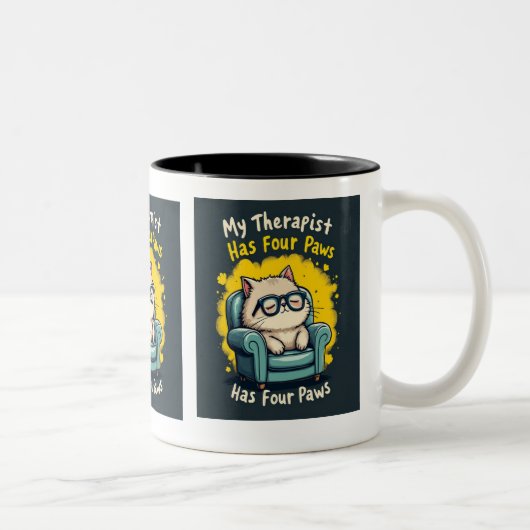 My Therapist Has Four Paws Funny Cat Lover Coffee  ツートーンマグカップ (右)