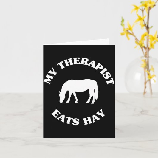My Therast Eats Hay Funny Horse Lover Saying カード (黄色い花)