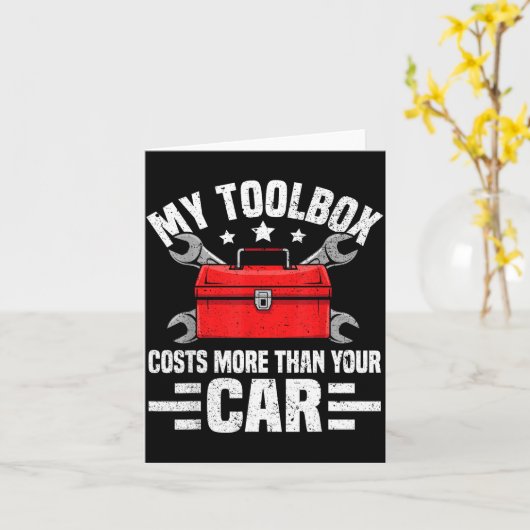 My Toolbox Costs More Than Your Car Funny Auto Mec カード (黄色い花)