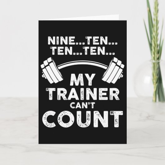 My Trainer Can't Count Funny Gym Workout Long Slee カード (正面)