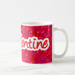 「My Valentine」ハート赤ピンク紫マグカップ コーヒーマグカップ