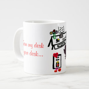 My Valentine Computer Desk赤いハート名 ジャンボコーヒーマグカップ