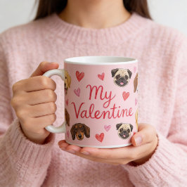 My Valentine Dog | Personalized Pet Photo Pink コーヒーマグカップ