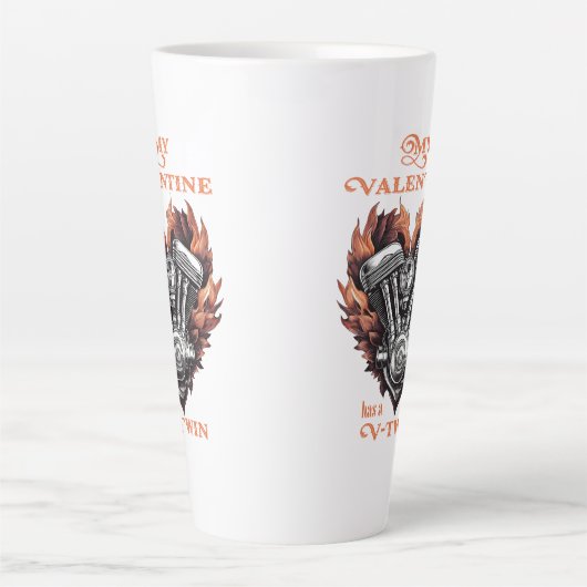 My Valentine has a V-Twin, Biker style カフェラテマグ (正面)