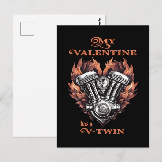 My Valentine has a V-Twin, Biker style ポストカード (正面/裏面)