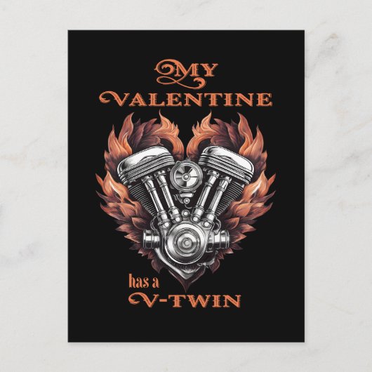 My Valentine has a V-Twin, Biker style ポストカード (正面)